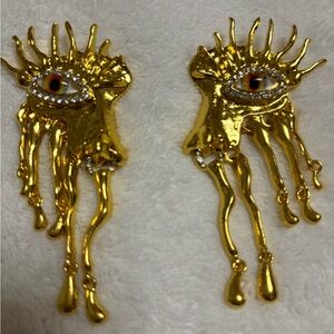 Schiaparelli Inspired Red-Eye Earrings. NWOT